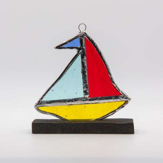 Stained Glass Sailboat Sun Catcher – Large