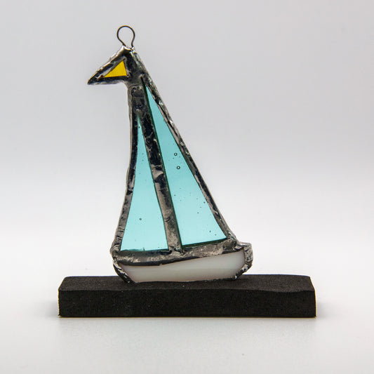 Stained Glass Sailboat Sun Catcher – Medium