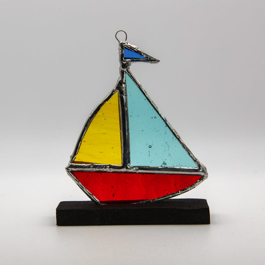 Stained Glass Sailboat Sun Catcher – Large